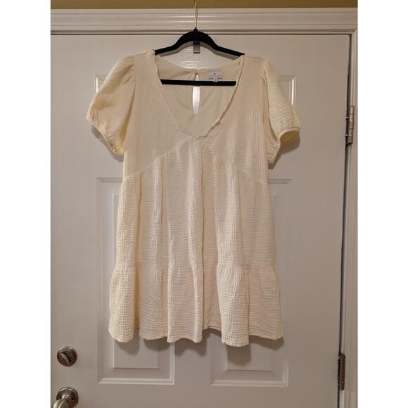 True Craft Cream Textured Babydoll Mini Dress size XL - Picture 1 of 8